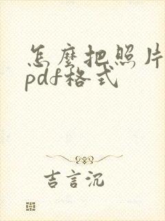 怎么把照片转成pdf格式