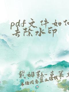 pdf文件如何去除水印