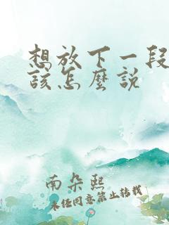 想放下一段感情该怎么说
