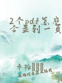 2个pdf怎么合并到一页打印