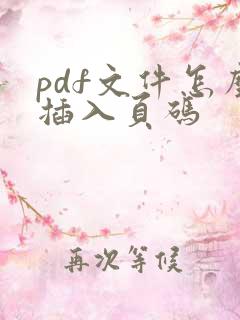 pdf文件怎么插入页码
