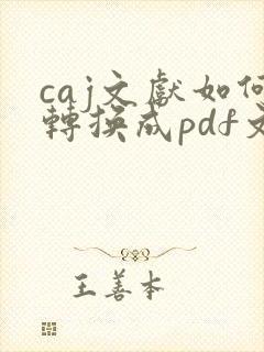 caj文献如何转换成pdf文件