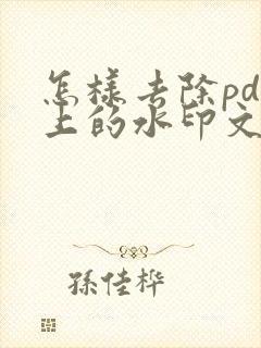 怎样去除pdf上的水印文字
