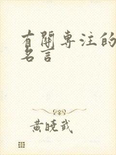 有关专注的名人名言