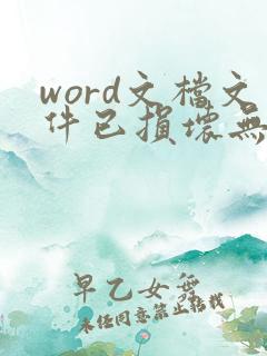 word文档文件已损坏无法打开