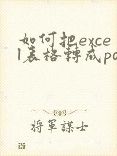 如何把excel表格转成pdf