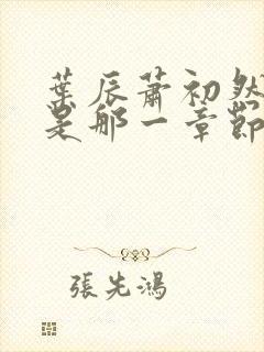 叶辰萧初然离婚是那一章节