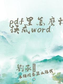 pdf里怎么转换成word