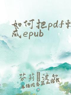 如何把pdf转成epub