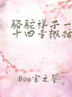 骆驼祥子一到二十四章概括