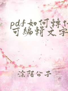 pdf如何转化可编辑文字的word
