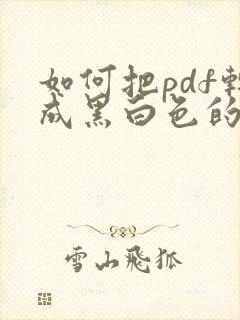 如何把pdf转成黑白色的