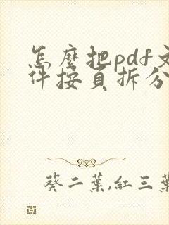 怎么把pdf文件按页拆分
