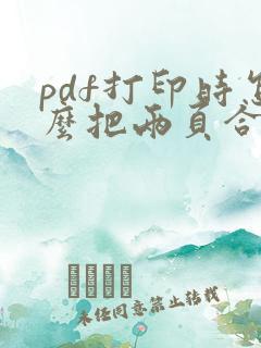 pdf打印时怎么把两页合并成一页