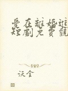 爱在离婚进行时短剧免费观看