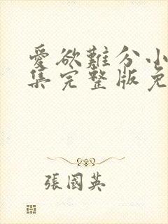 爱欲难分小说全集完整版免费阅读