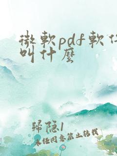 微软pdf软件叫什么