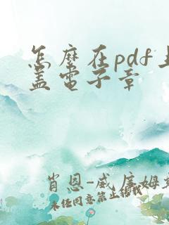 怎么在pdf上盖电子章