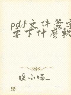 pdf文件签字要下什么软件
