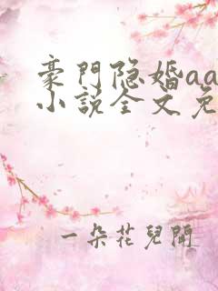 豪门隐婚aa制小说全文免费阅读