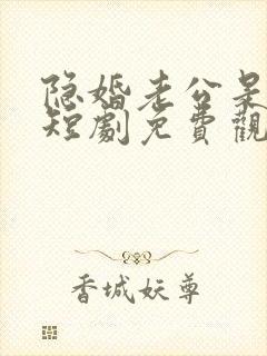 隐婚老公是大佬短剧免费观看