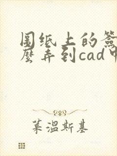 图纸上的签名怎么弄到cad中