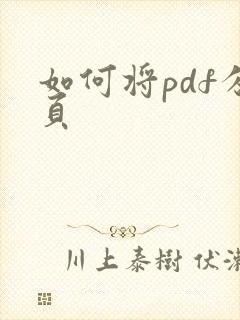 如何将pdf分页