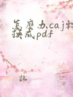 怎么办caj转换成pdf