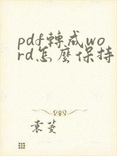 pdf转成word怎么保持原来的格式