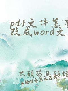 pdf文件怎么改成word文档