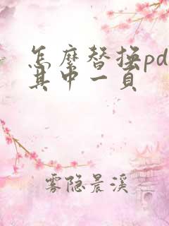 怎么替换pdf其中一页