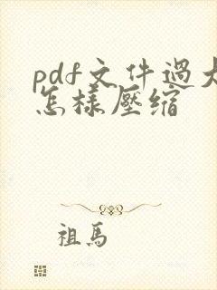 pdf文件过大怎样压缩
