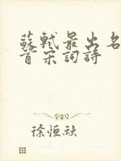 苏轼最出名的十首宋词诗