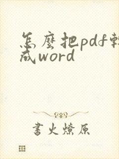 怎么把pdf转成word