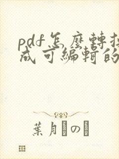 pdf怎么转换成可编辑的word免费