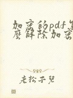 加密的pdf怎么解除加密文件