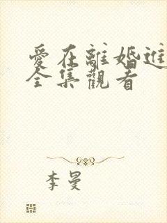 爱在离婚进行时全集观看