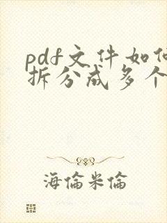 pdf文件如何拆分成多个文件