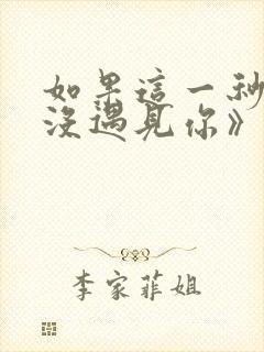 如果这一秒,我没遇见你》
