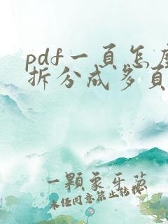 pdf一页怎么拆分成多页打印