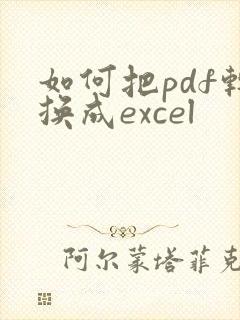 如何把pdf转换成excel
