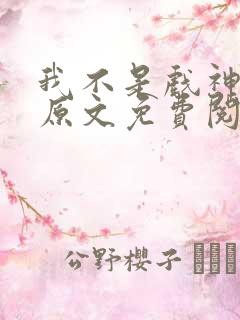 我不是戏神小说原文免费阅读
