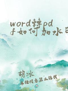 word转pdf如何加水印