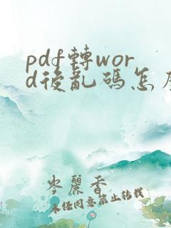 pdf转word后乱码怎么办