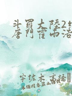 斗罗大陆2绝世唐门霍雨浩和王冬