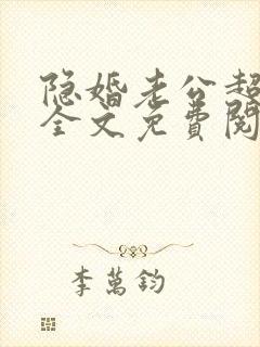 隐婚老公超给力全文免费阅读