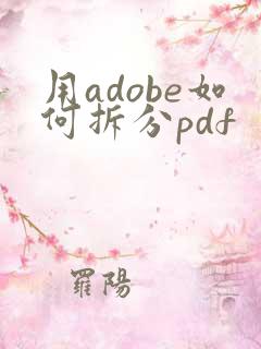 用adobe如何拆分pdf