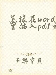 怎样在word里插入pdf文件