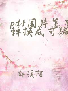 pdf图片怎么转换成可编辑的文档