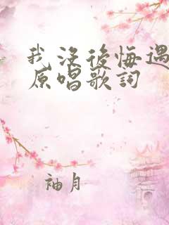我没后悔遇见你原唱歌词